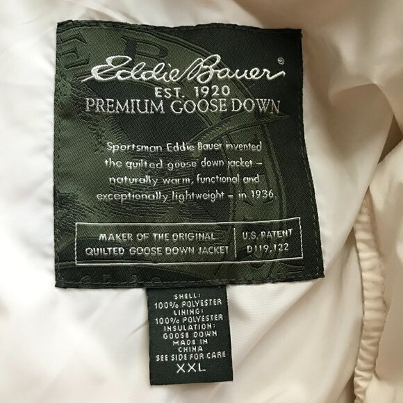 Eddie Bauer Cream Premium Goose Down Vest Size XXL - Picture 6 of 6
